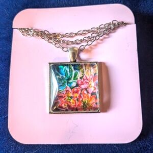 Succulent cabochon necklace